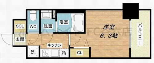 レオンコンフォート阿波座西【7階】の間取り