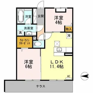 ピオニー北石切【1階】の間取り