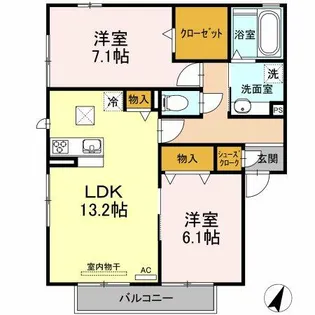 レフィナード松原 B【1階】の間取り