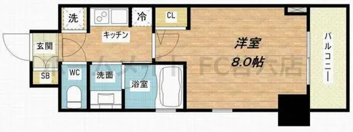 QCフラット北堀江【4階】の間取り
