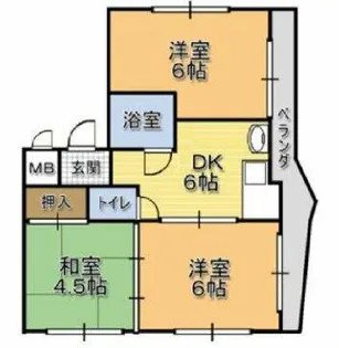 大阪府東大阪市柏田西2丁目【マンション】の間取り