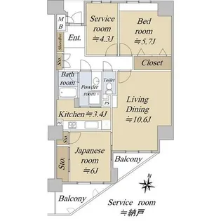 茶屋ヶ坂パークマンション【7階】の間取り