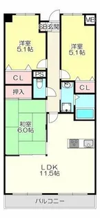 プランテーム吉田【8階】の間取り