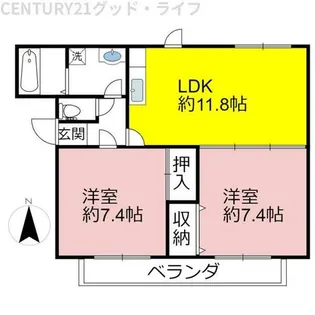 ベルテンポ【102号室】の間取り