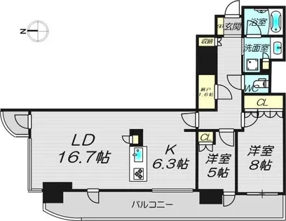 ローレルタワー堺筋本町【24階】の間取り