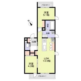 フォレスト上野芝【2階】の間取り