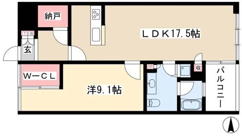 御棚町Hills【202号室】の間取り