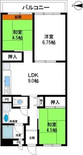 有野(16)団地西ビル【4階】の間取り