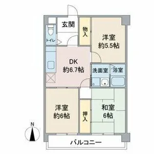 アーバンきたじま【5階】の間取り