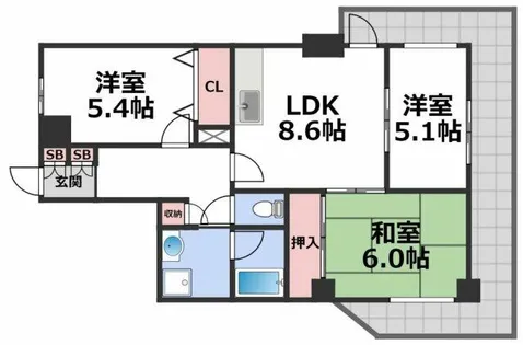 第一玉造マンション【6階】の間取り