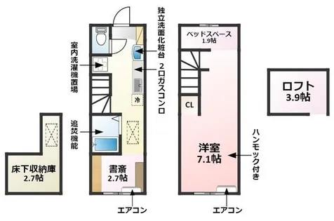 愛知県半田市青山4丁目【テラスハウス】の間取り