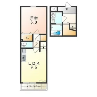 スリーハーブズ メルヴェーユ三国ヶ丘【2階】の間取り