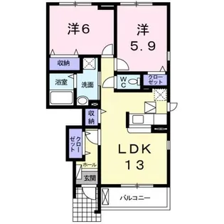 ソレイユ・イーストB棟【1階】の間取り