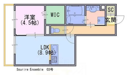 Sourire Ensemble【103号室】の間取り