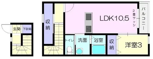 ドルチェ・ヴィータ柳川D【2階】の間取り