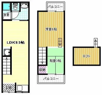 大阪府松原市田井城1丁目【テラスハウス】の間取り