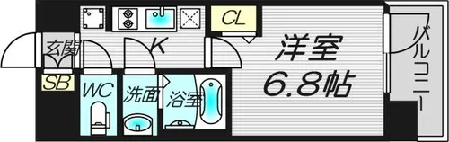 プレサンス大国町アドロッソ【14階】の間取り