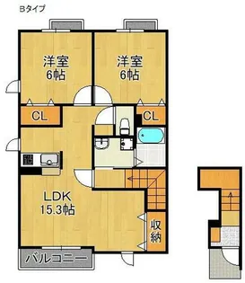 ソルシェール熊取Ⅰ・Ⅱ・Ⅲ【2階】の間取り