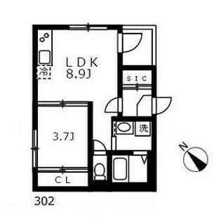 ハーモニーテラス志賀町Ⅸ【302号室】の間取り