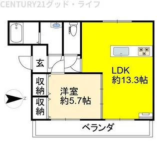 DONN FIUME【102号室】の間取り