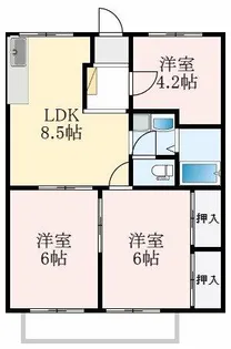 大阪府富田林市藤沢台4丁目【アパート】の間取り