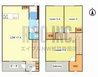 モンテローザB【1号室】の間取り