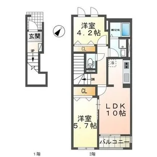 エバーガーデン鳴尾【2階】の間取り