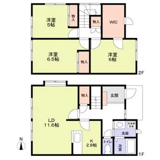 奈良県奈良市右京3丁目【テラスハウス】の間取り