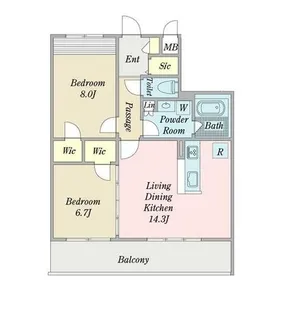 オークスクエア元八事【0202号室】の間取り