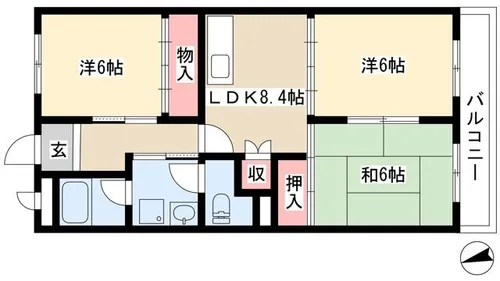エスポワールHARA【1階】の間取り