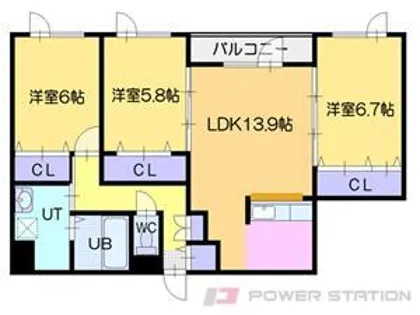 鍋島ハイツI【4階】の間取り