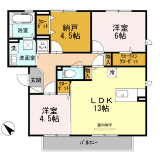 サイプレス・ヒルズ B棟【1階】の間取り
