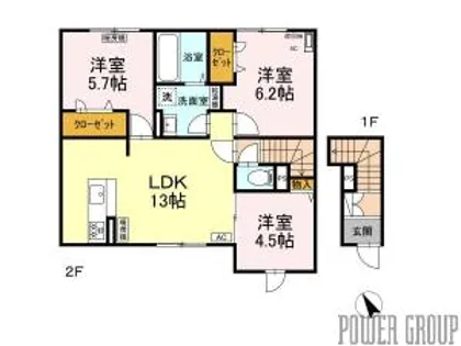 with sky D(ウィズスカイ)【2階】の間取り