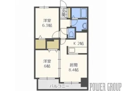 グレイスコート北18条【12階】の間取り