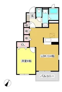 ホワイトヒルA【1階】の間取り