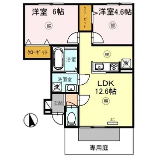 石がけ六番館【1階】の間取り