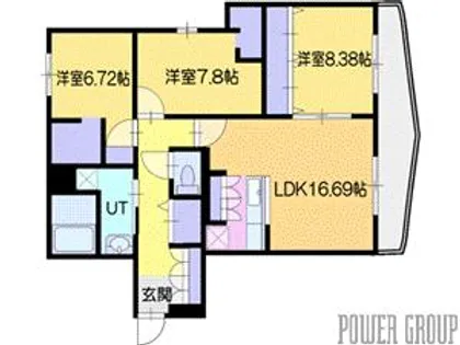 ピオネロ恵庭Ⅱ D棟【2階】の間取り