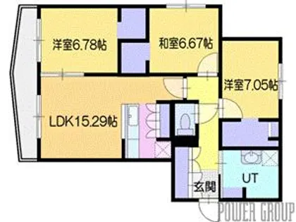 ピオネロ恵庭Ⅱ D棟【3階】の間取り