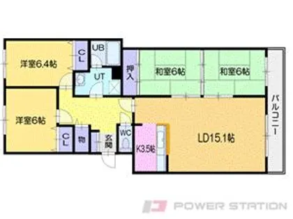 サーム朝里が丘【1階】の間取り
