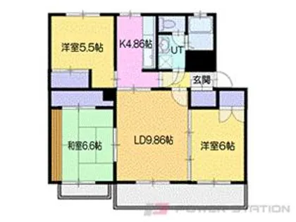 テレパレス小樽奥沢【4階】の間取り