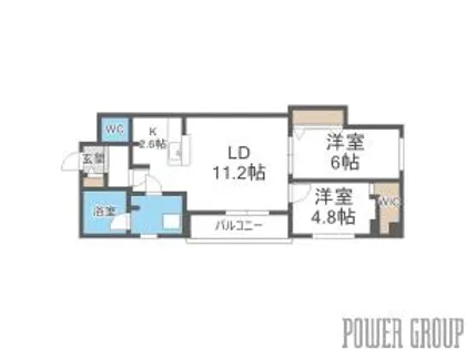 2LDKの間取り画像