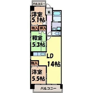 ユーハウス鶴舞Ⅱ【3階】の間取り