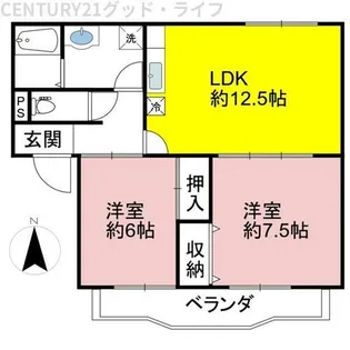 グランドハーティス3号館【102号室】の間取り