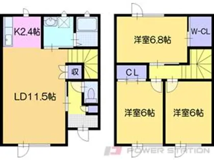 北海道江別市元町【テラスハウス】の間取り
