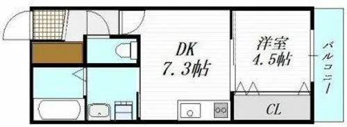 1DKの間取り画像