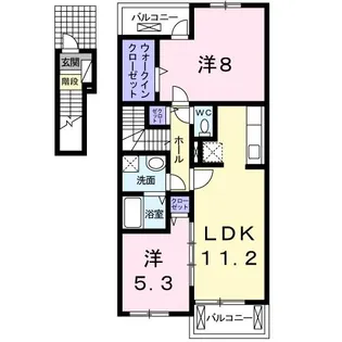 ウェイホームやまのくちA【202号室】の間取り