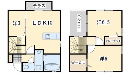 福岡県北九州市八幡西区本城学研台1丁目【テラスハウス】の間取り
