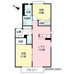 ディアス芦屋【A201号室】の間取り