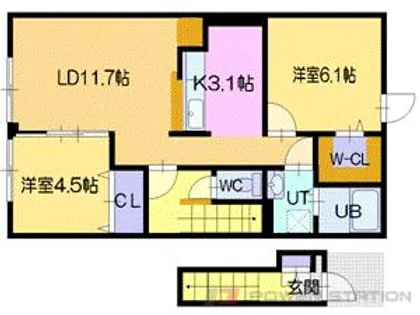 ラ・パーチェ上江別A【2階】の間取り
