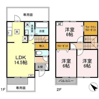 福岡県北九州市八幡西区本城1丁目【テラスハウス】の間取り